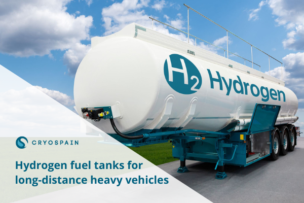 Hydrogen fuel tanks for long-distance heavy vehicles